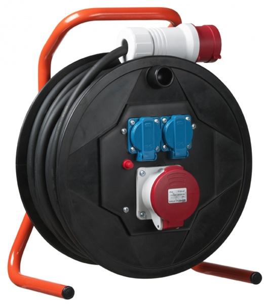 Connectra Kabelhaspel KSR Pro combi 25m - 5G2,5mm2 - CEE 5P-16A 2xschuko 230V - 1x5P-16A-400V